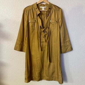 Diane Von Furstenberg Mustard Tie-Front Tunic Dress